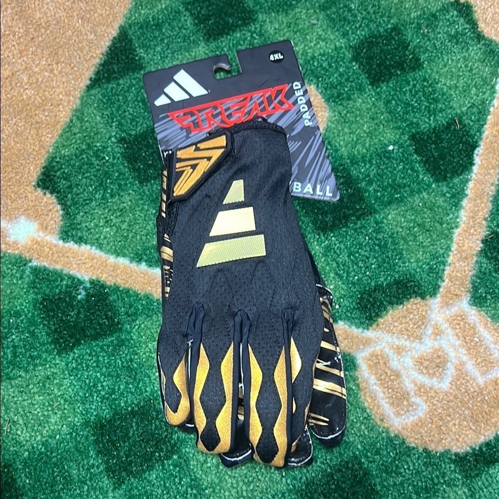 ADIDAS FREAK 6.0 PADDED FOOTBALL GLOVES, 4XL, BLACK / GOLD, AF1605